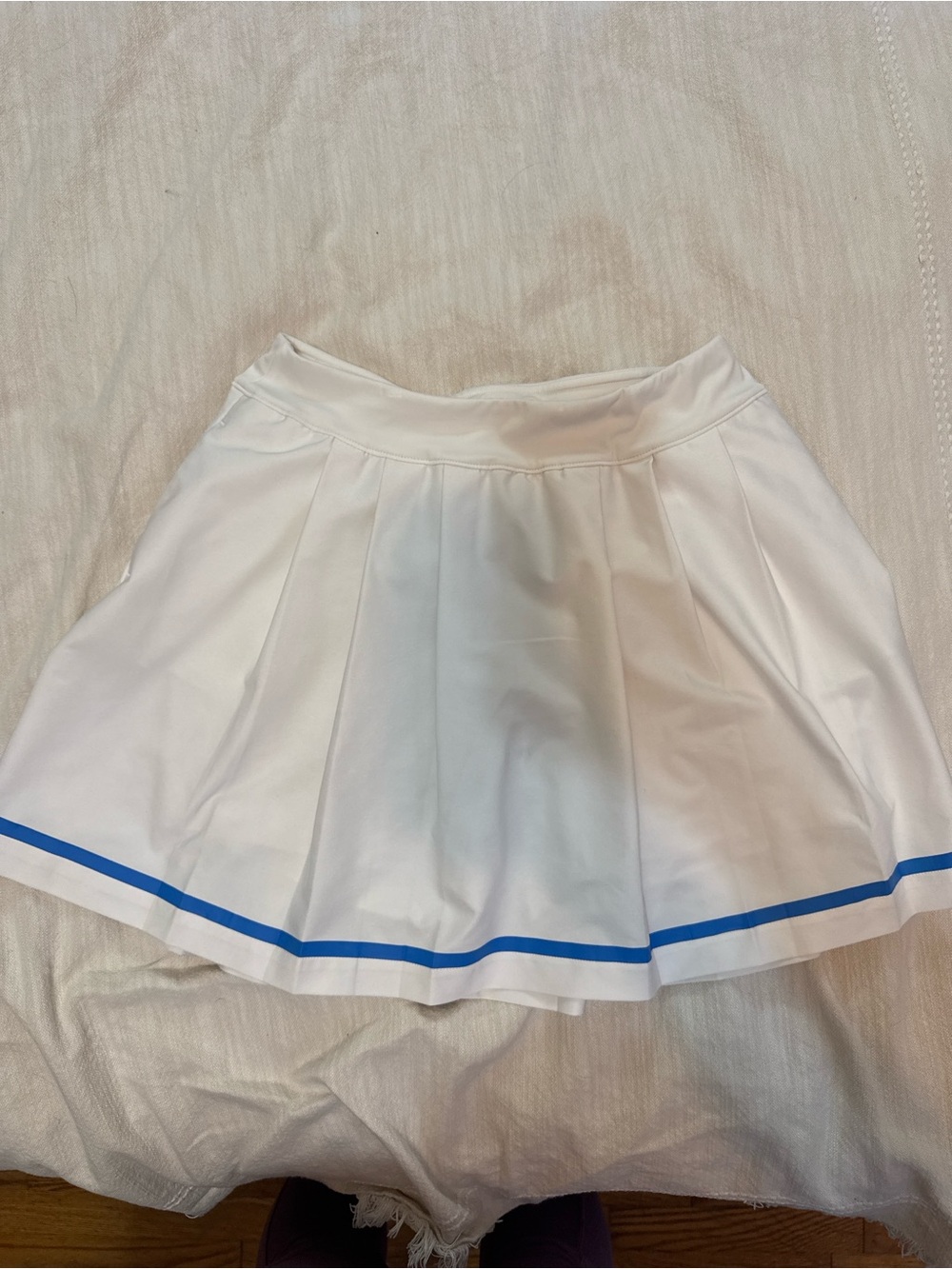Lady Hagen White Skirt with Blue Hem - Circle Skater